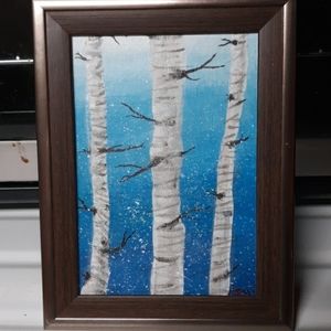Winter forest painting